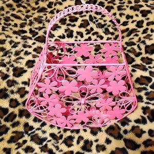 Pink Metal Decorative Floral Basket